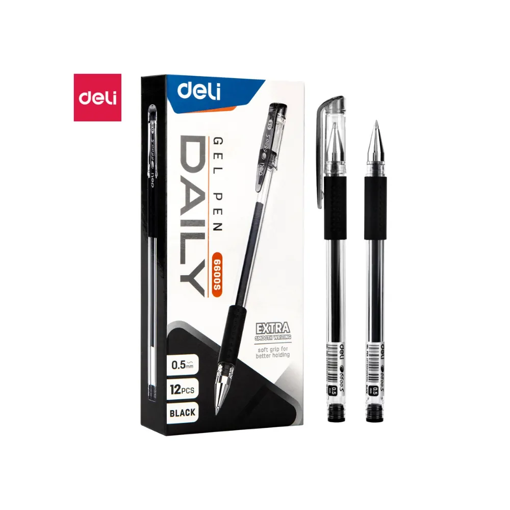 [6973504006554] Pen Gel 0.5 Daily Black E6600S - Deli Tech