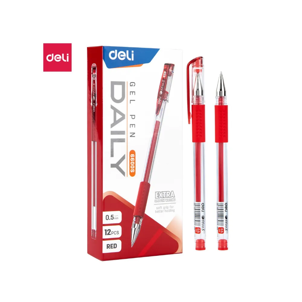 [6973504006578] Pen Gel 0.5 Daily Red E6600S - Deli 