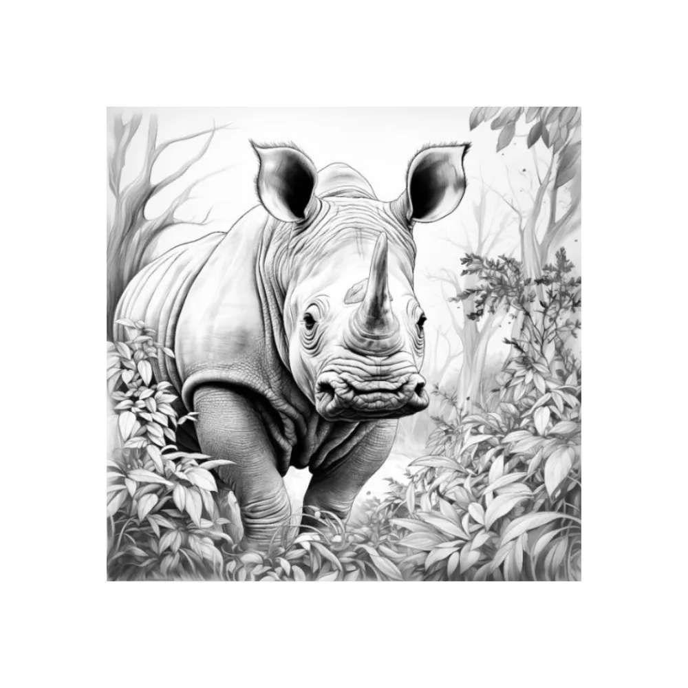 African Rhino 155x155 Card - iColor
