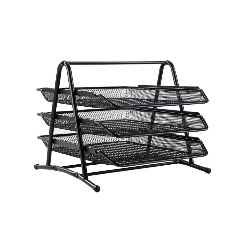 [807] LetterTray 3 Tier Black Mesh - Smartbuy