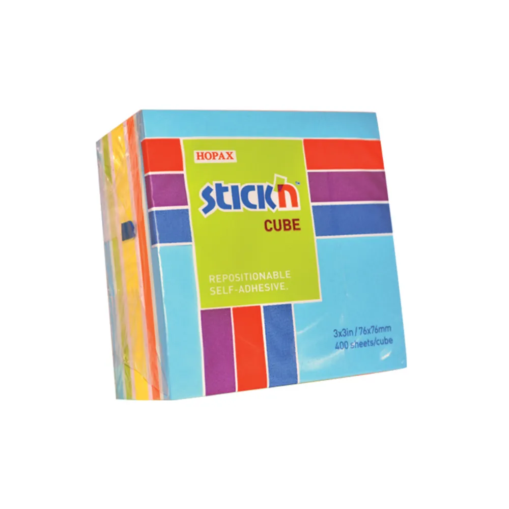 [4712759215388] Stick `n Note Cube 76x76 400 Sht Neon Mixed Blue