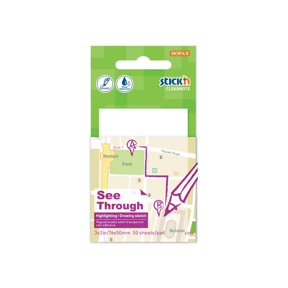 [4712759217085] Stick `n Note 76x50mm 50 Sht Clear 