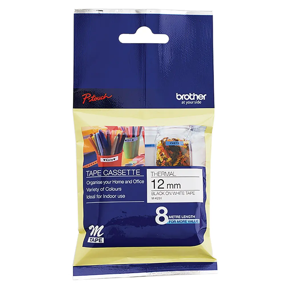 Brother Tape M-K231 12mm Black on White 