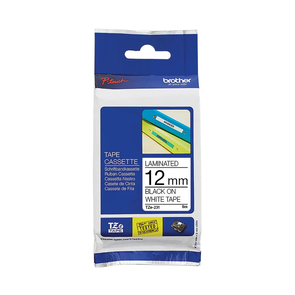 [4977766688260] Brother Tape TZe-231 12 mm Black On White