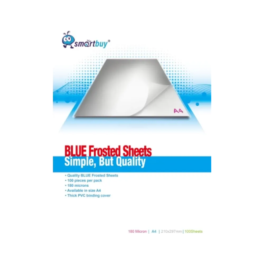 Frosted Sheet PVC Binding covers A4 100`s Blue - Smartbuy