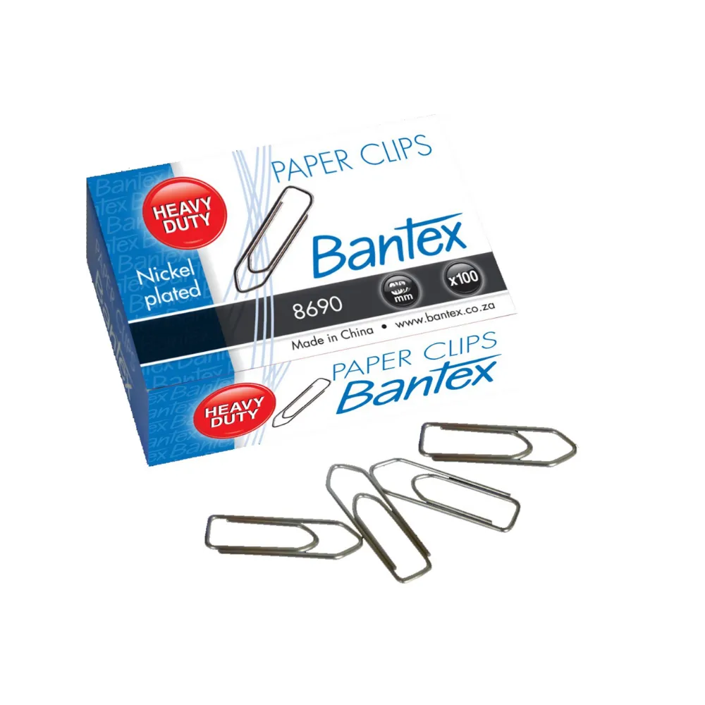 Paper Clips 28mm Nickel Plated Boat Shaped - Bantex 