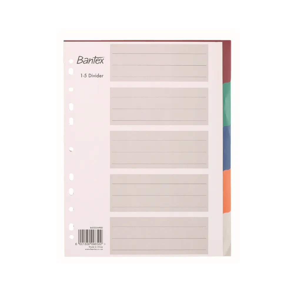Index Division A4 5 Coloured - Bantex