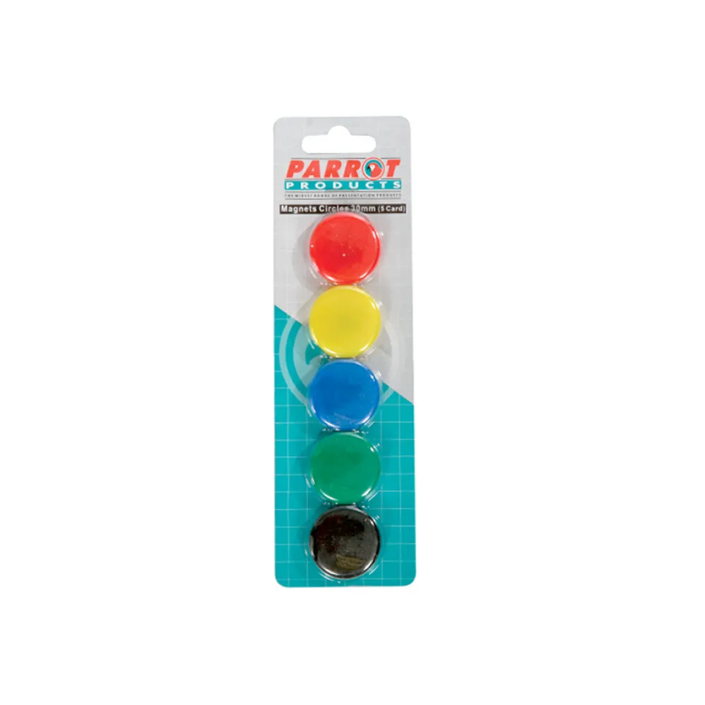 Magnets Circle 30mm 5pce Carded - Parrot