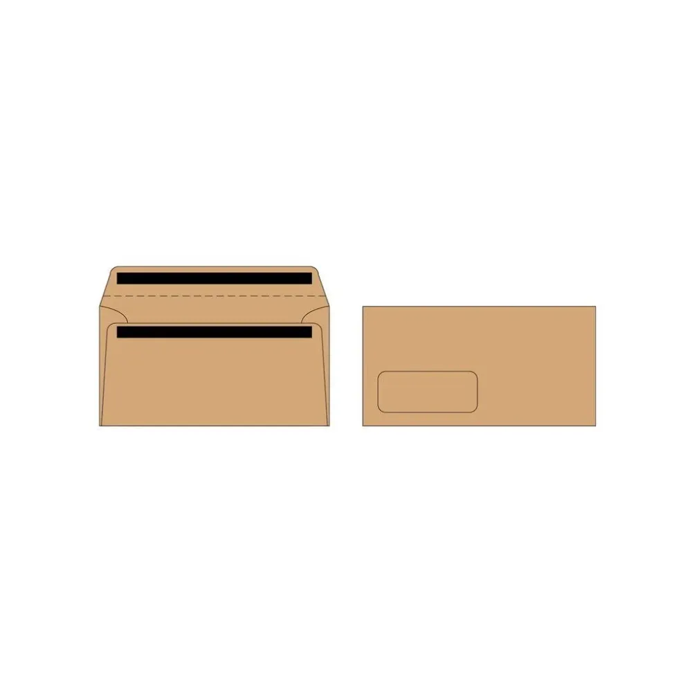 [6007112002360] Envelope 110x220 S/S Brown Window 1115