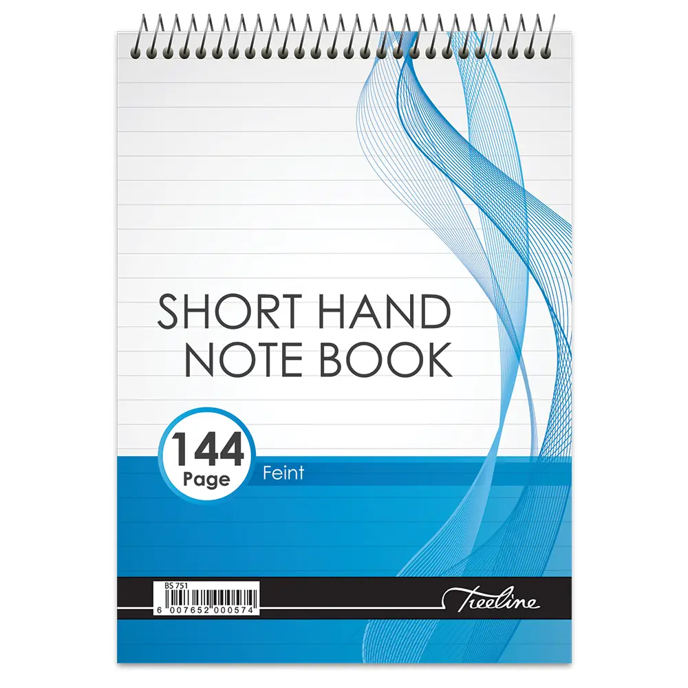 [6007652000574] Book A5 144p Short Hand Notebook Top Spiral - Treeline