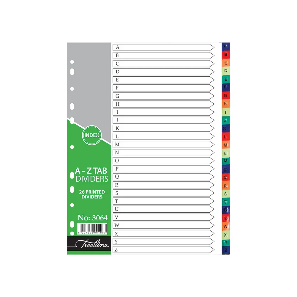 [6007652001083] Index Divider A-Z 26 division PVC Rainbow - Treeline 