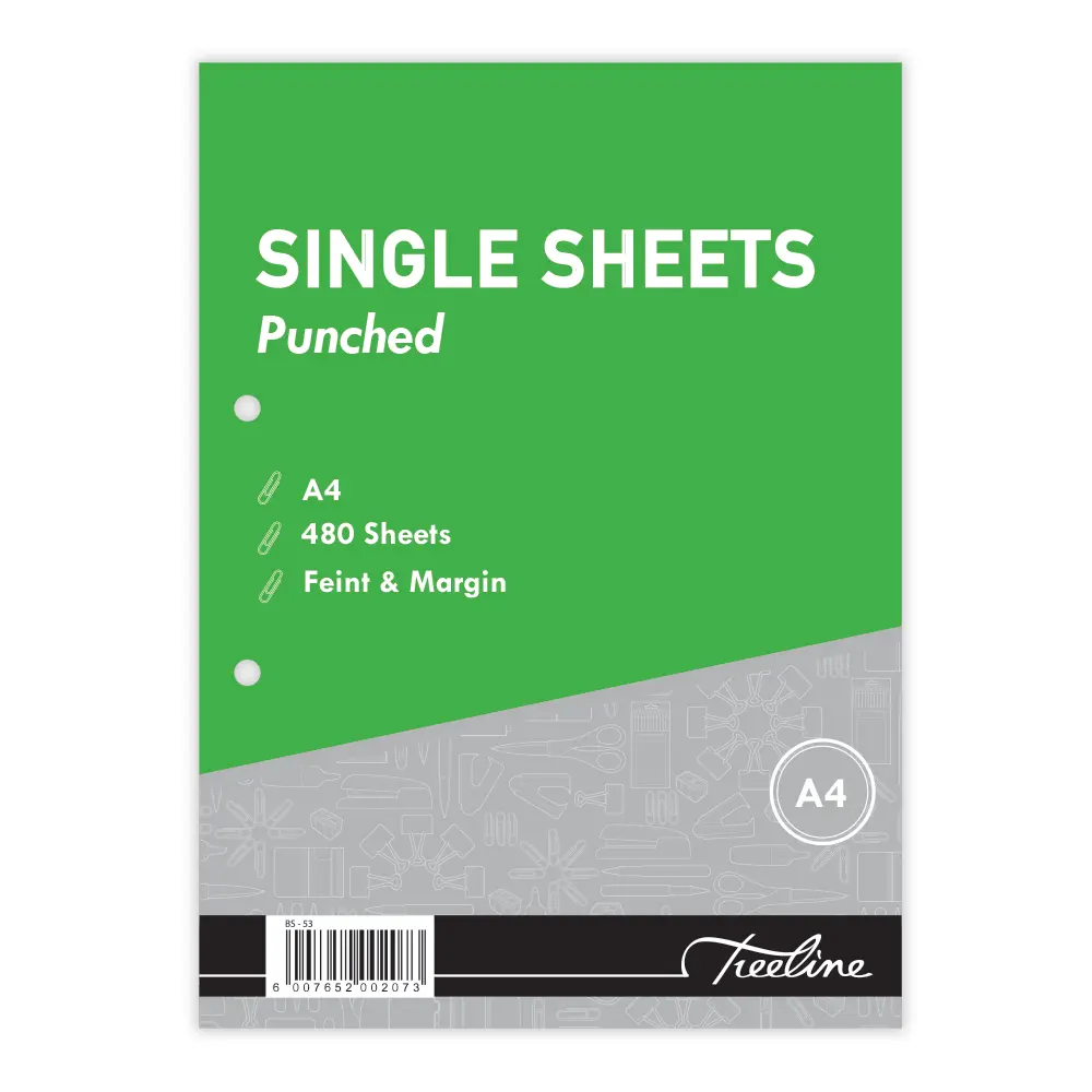 Paper A4 Ruled Single Sheet Punched 480sht