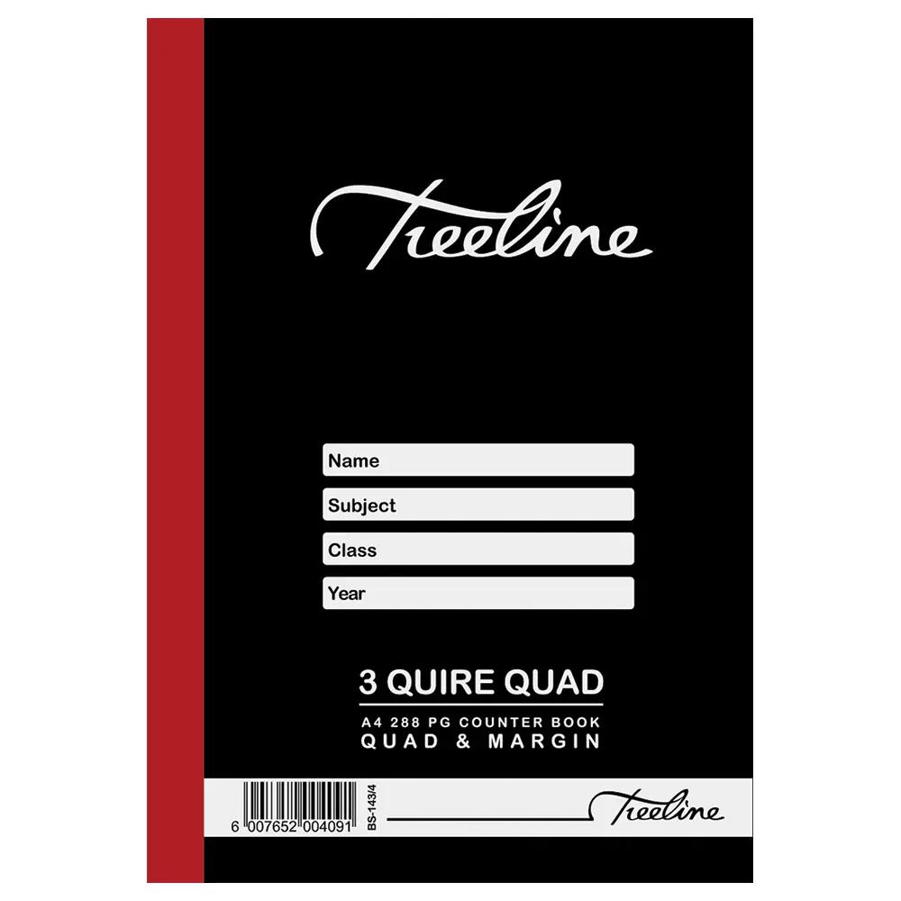 [6007652004091] Book A4 288p QM 3 Quire - Treeline