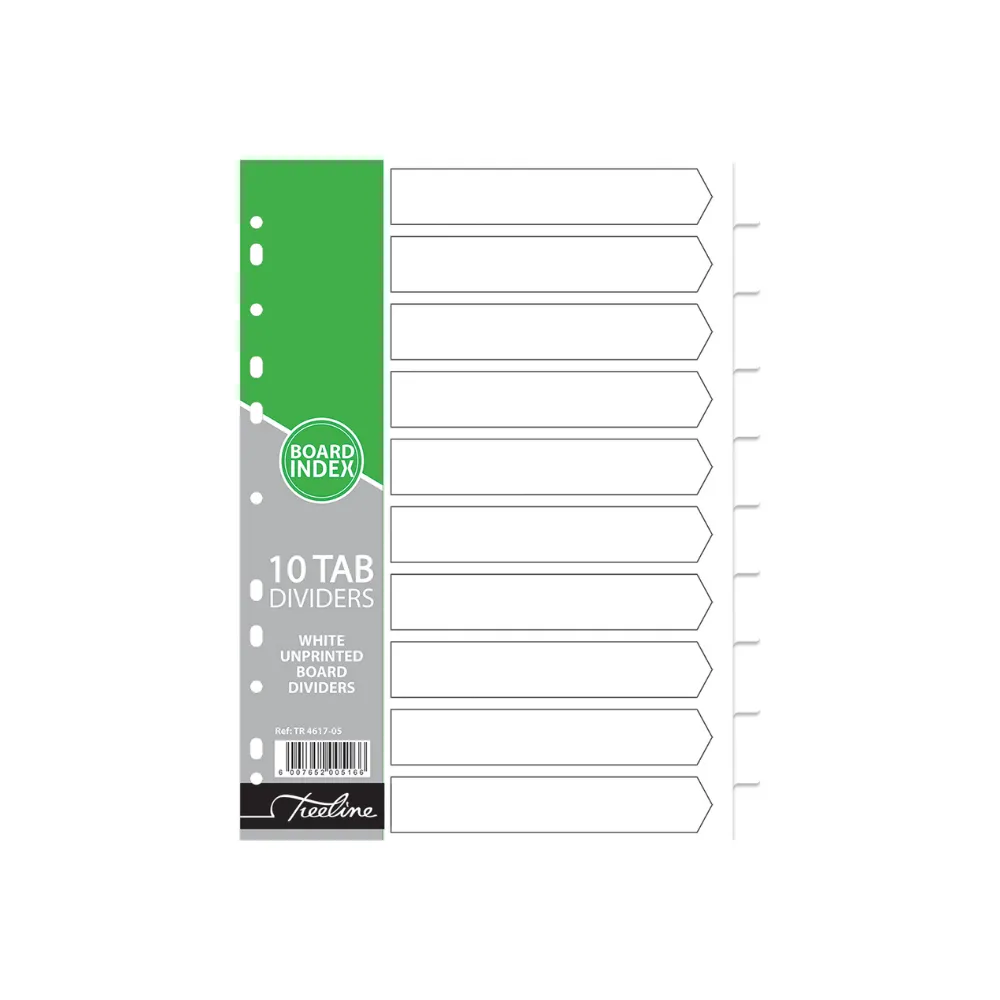 Index 10 Tab Dividers White board - Treeline 