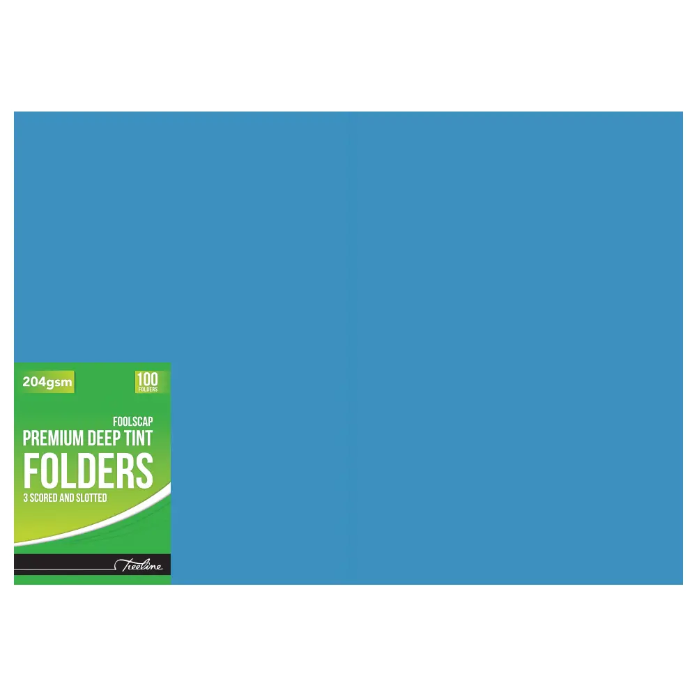 [6007652013925] File Folder Premium Deep Tint 204gsm Blue 100`s - Treeline