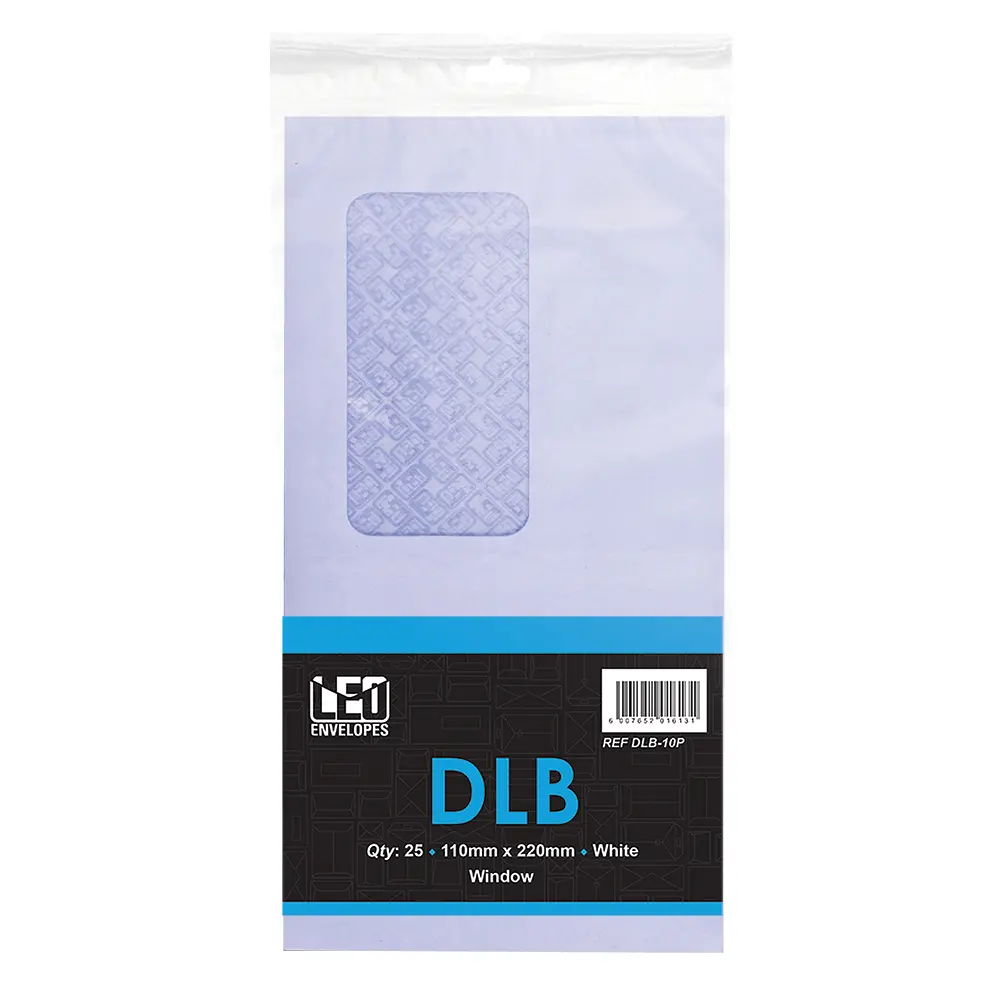 Envelope DLB-10P 110mm x 220mm White Window 25`s - Treeline