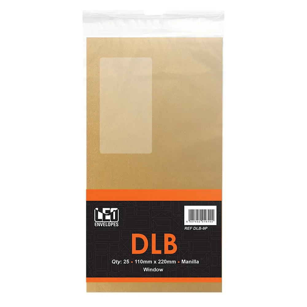 [6007652016155] Envelope DLB-9P 110mm x 220mm Manilla Window 25`s - Treeline