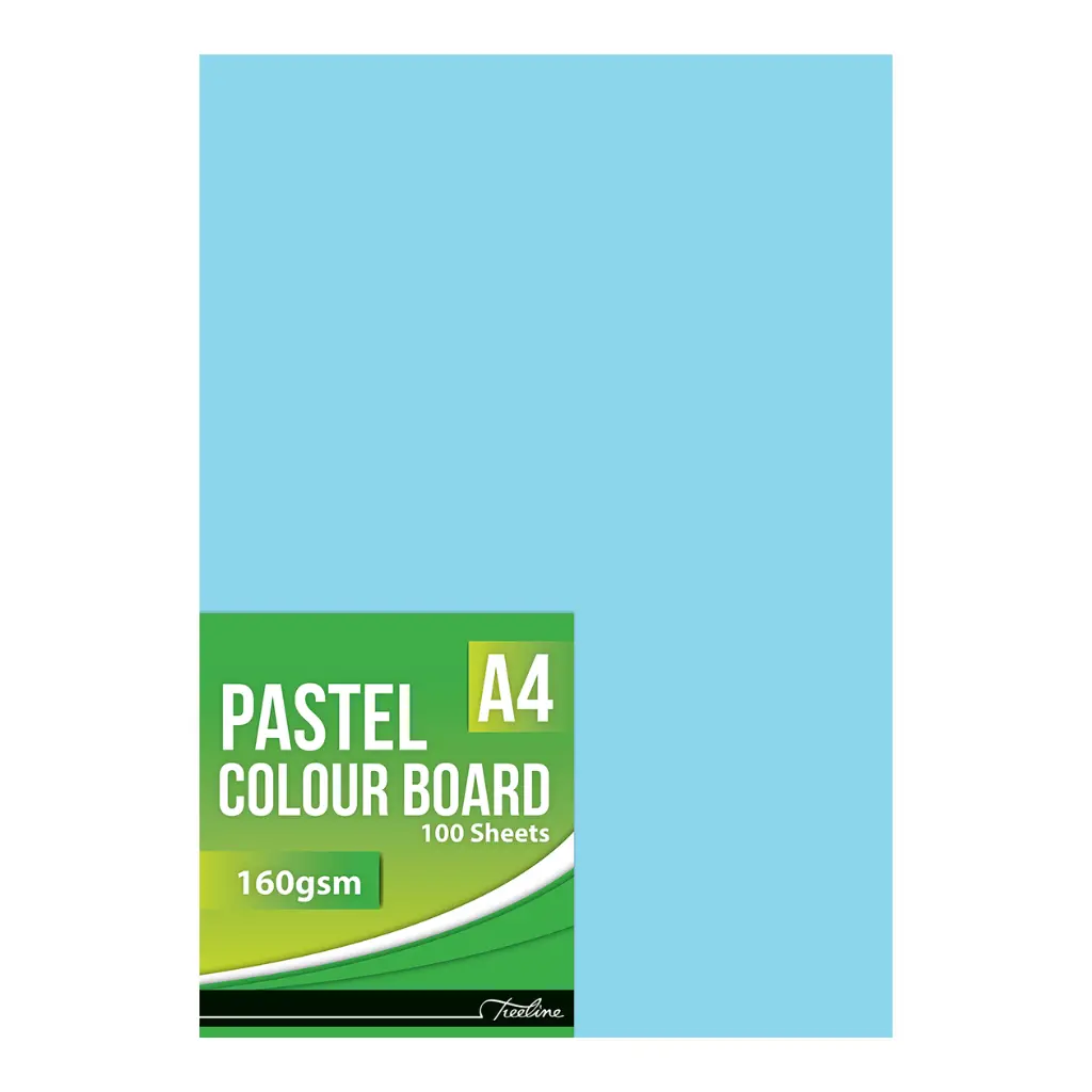 [6007652017046] Board A4 160gsm Pastel Blue 100`s - Treeline