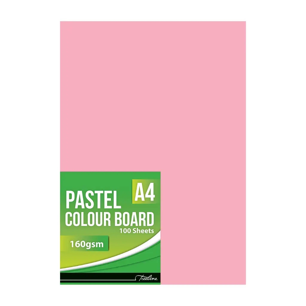 [6007652017053] Board A4 160gsm Pastel Pink 100`s - Treeline