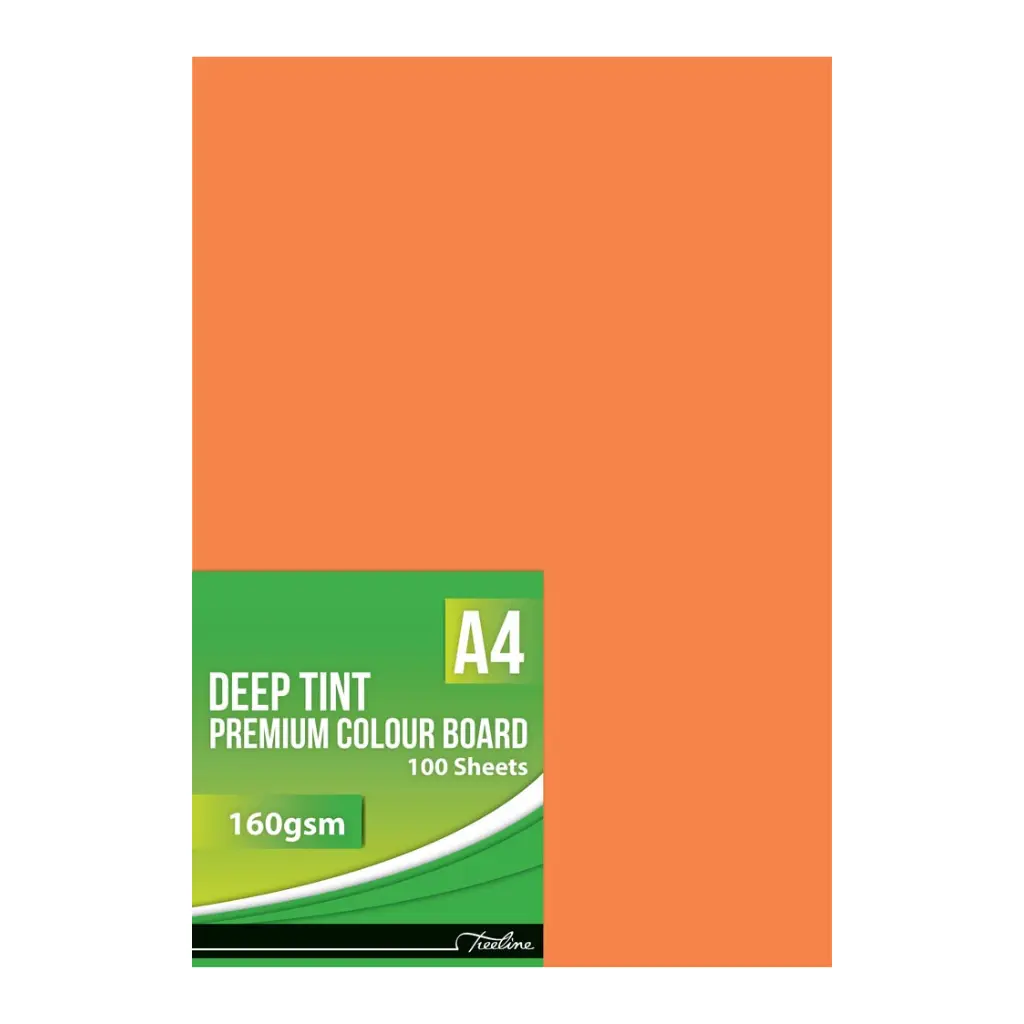 [6007652017145] Board A4 160gsm Bright Orange100`s  - Treeline