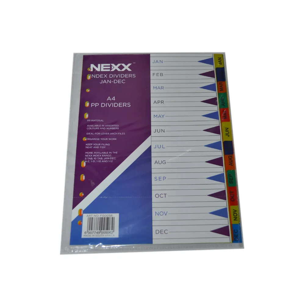 Index Divider Jan - Dec PVC FIS0058 - Nexx 