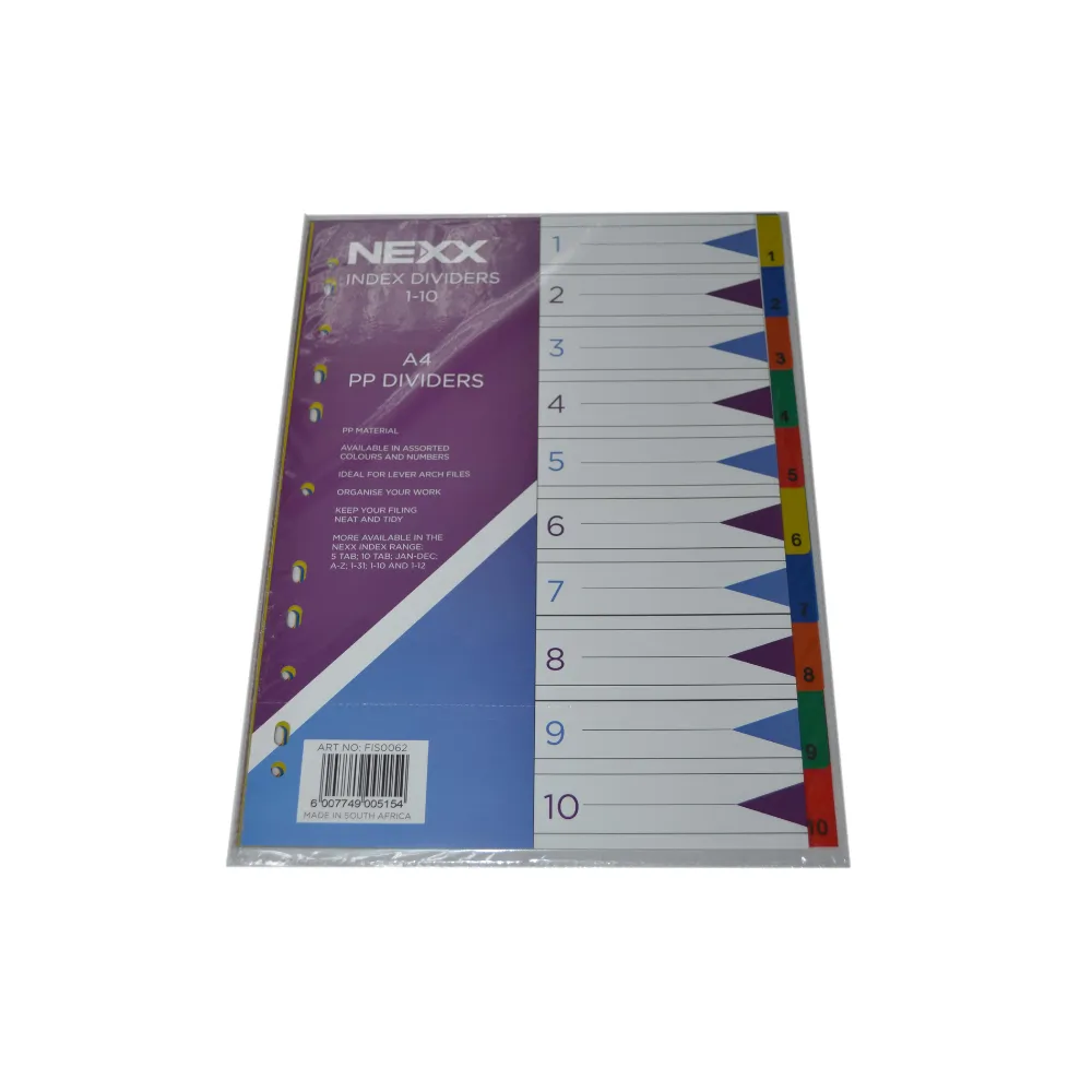 Index Divider PVC 1-10 FIS0062 - Nexx