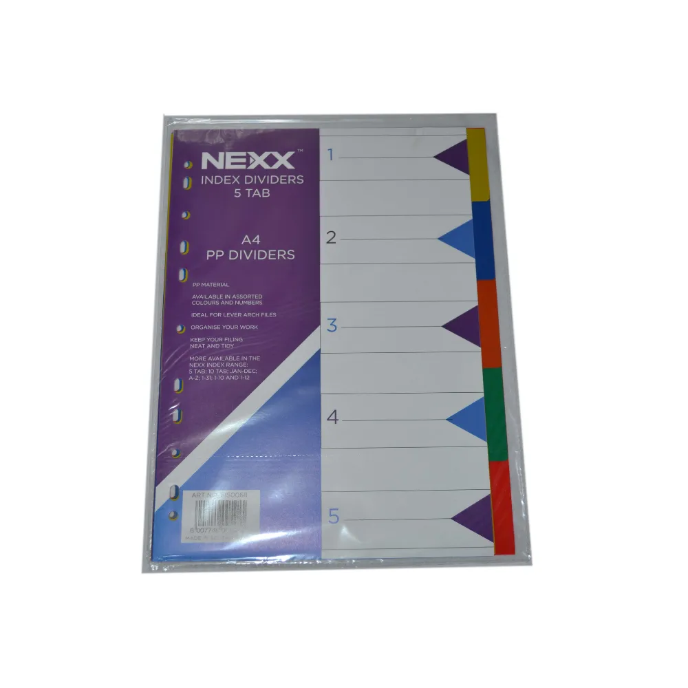 Index Divider 5 Tab A4 PVC FIS0068 - Nexx 