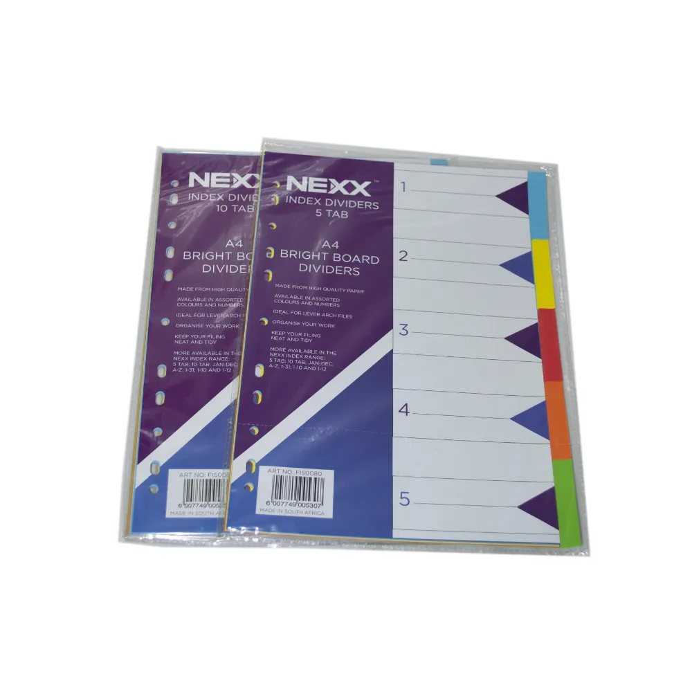 [6007749005307] Index Divider 5 Tab BOARD A4 Bright FIS0080 - Nexx