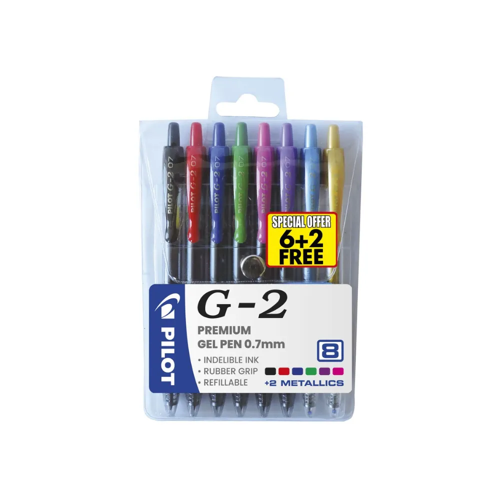 Pen Gel BL-G2-7-W8 Wallet 6`s + 2 - Pilot 