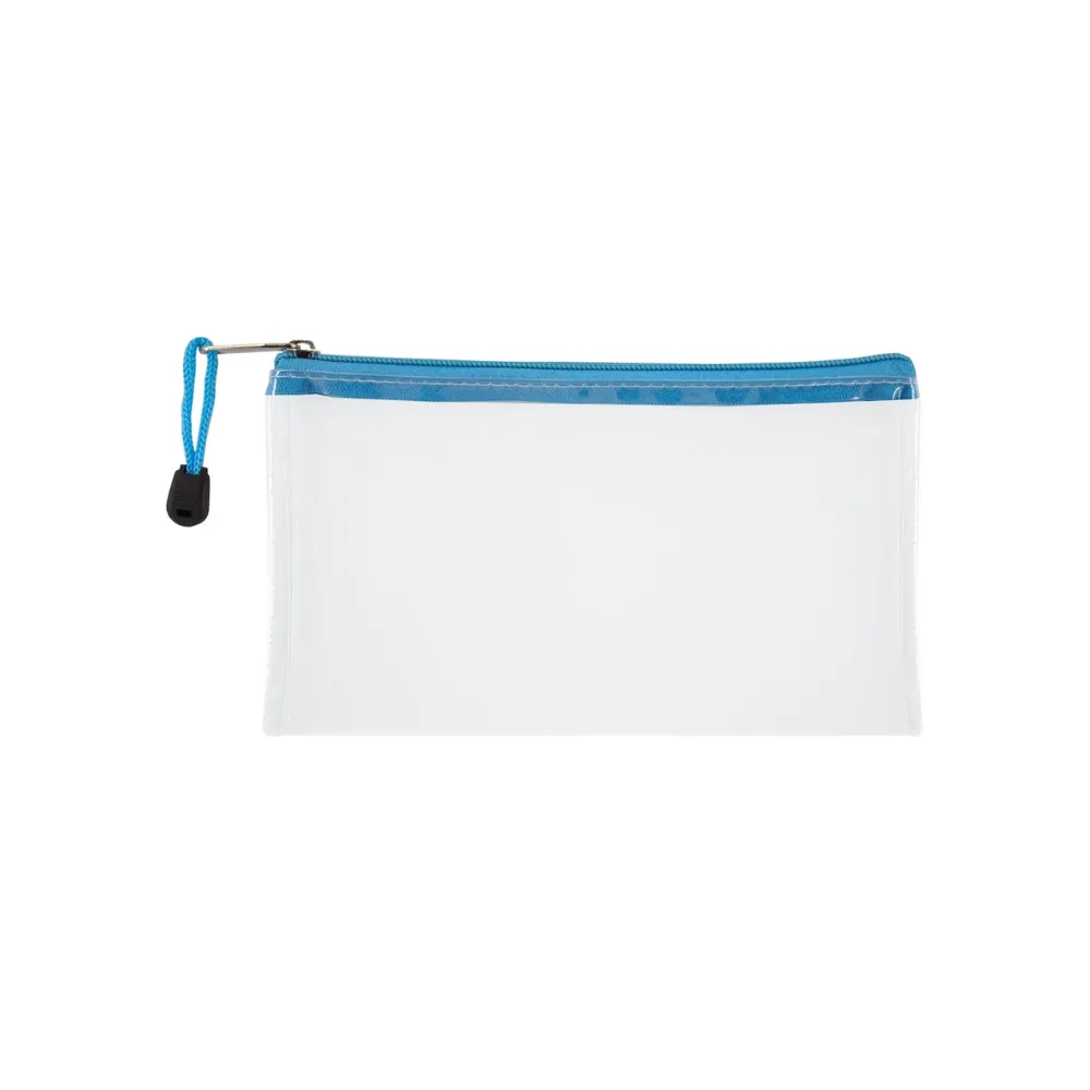 Pencil Bag Clear 22cm Blue Zip