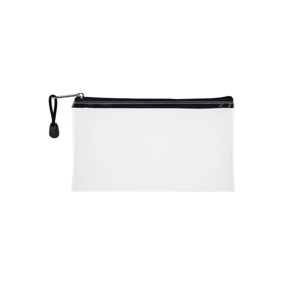 Pencil Bag Clear 22cm Black Zip