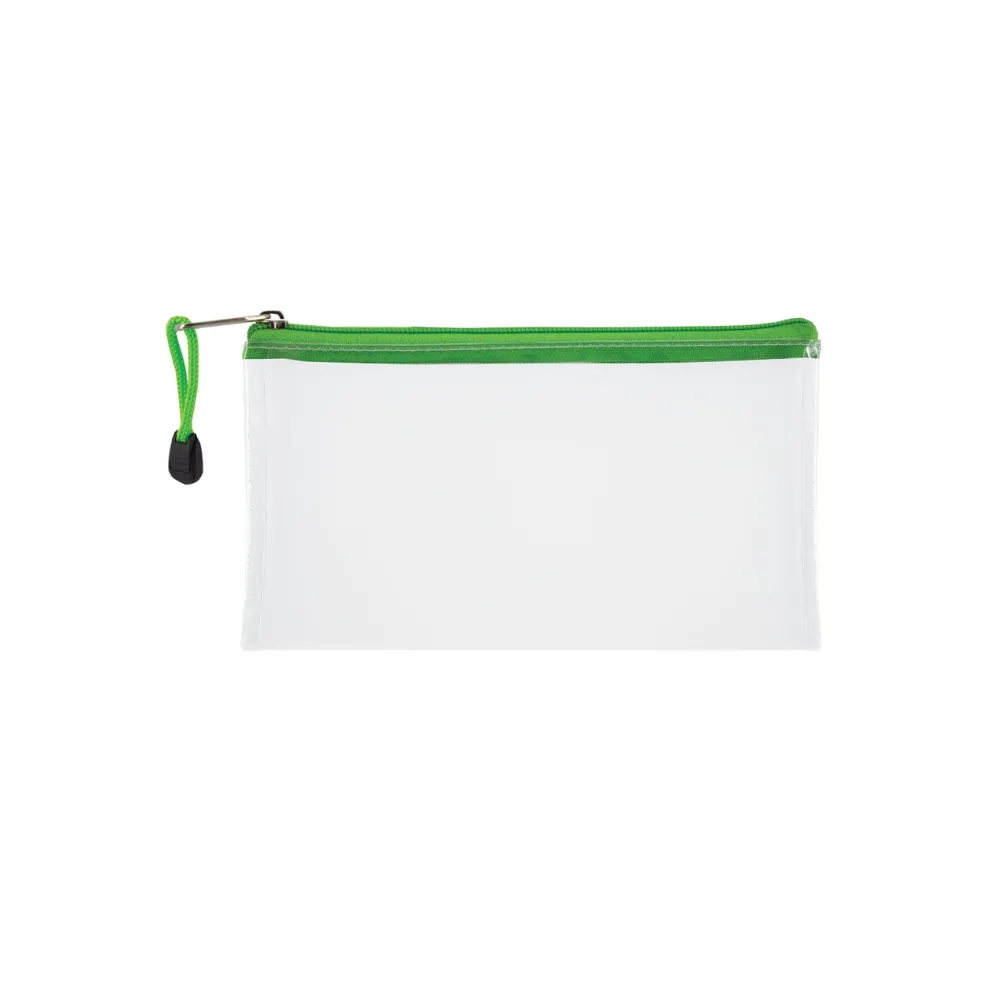 [6009548801524] Pencil Bag Clear 22cm Green Zip