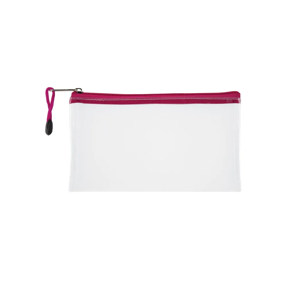 Pencil Bag Clear 22cm Pink Zip