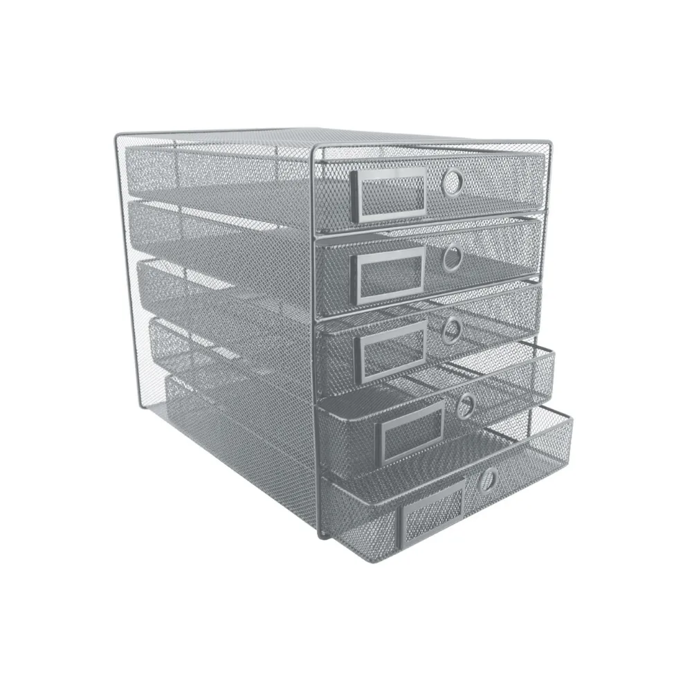 [6009548804389] Mesh Filing System 5-drawer Silver M750