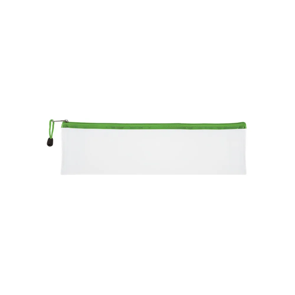 Pencil Bag Clear 33cm Green Zip