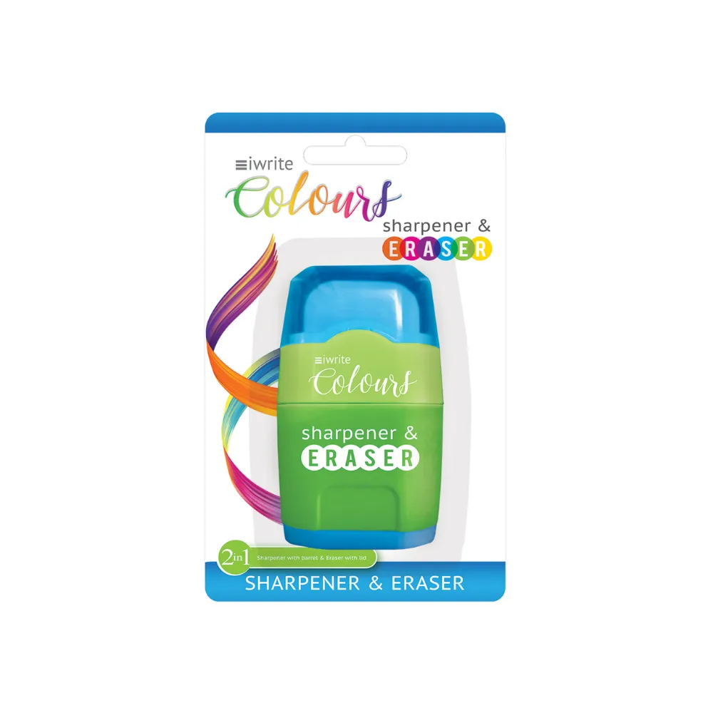 [6009548804938] Eraser Sharpener Blue/Green - iWrite