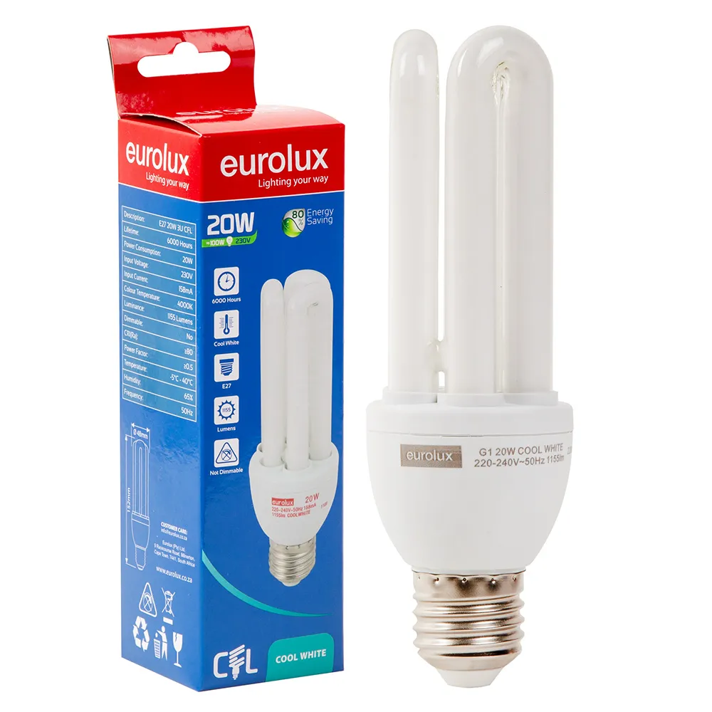 CFL 3U E27 20w Cool White