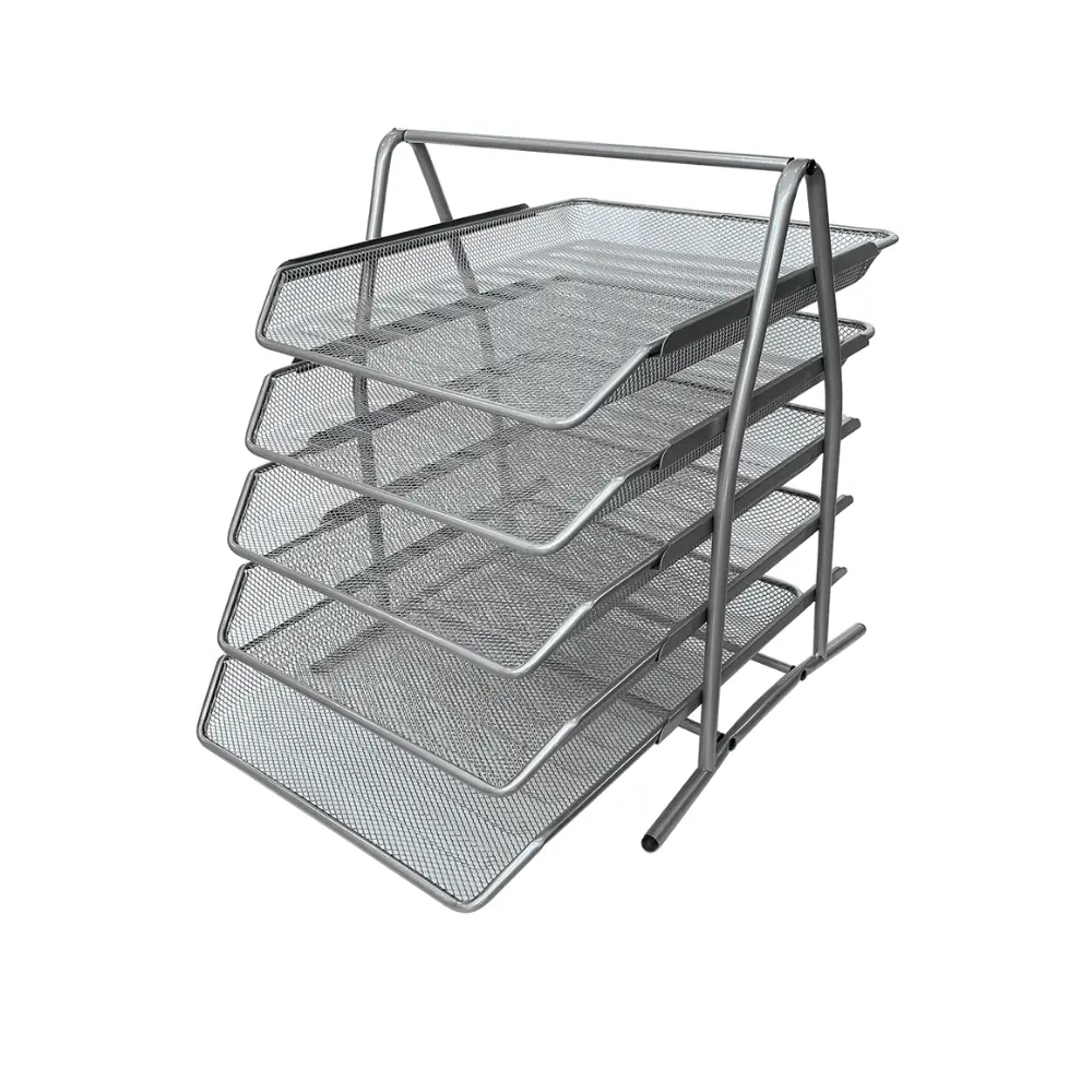 Desk Letter Tray 5 Tier Mesh Silver M755 - SDS