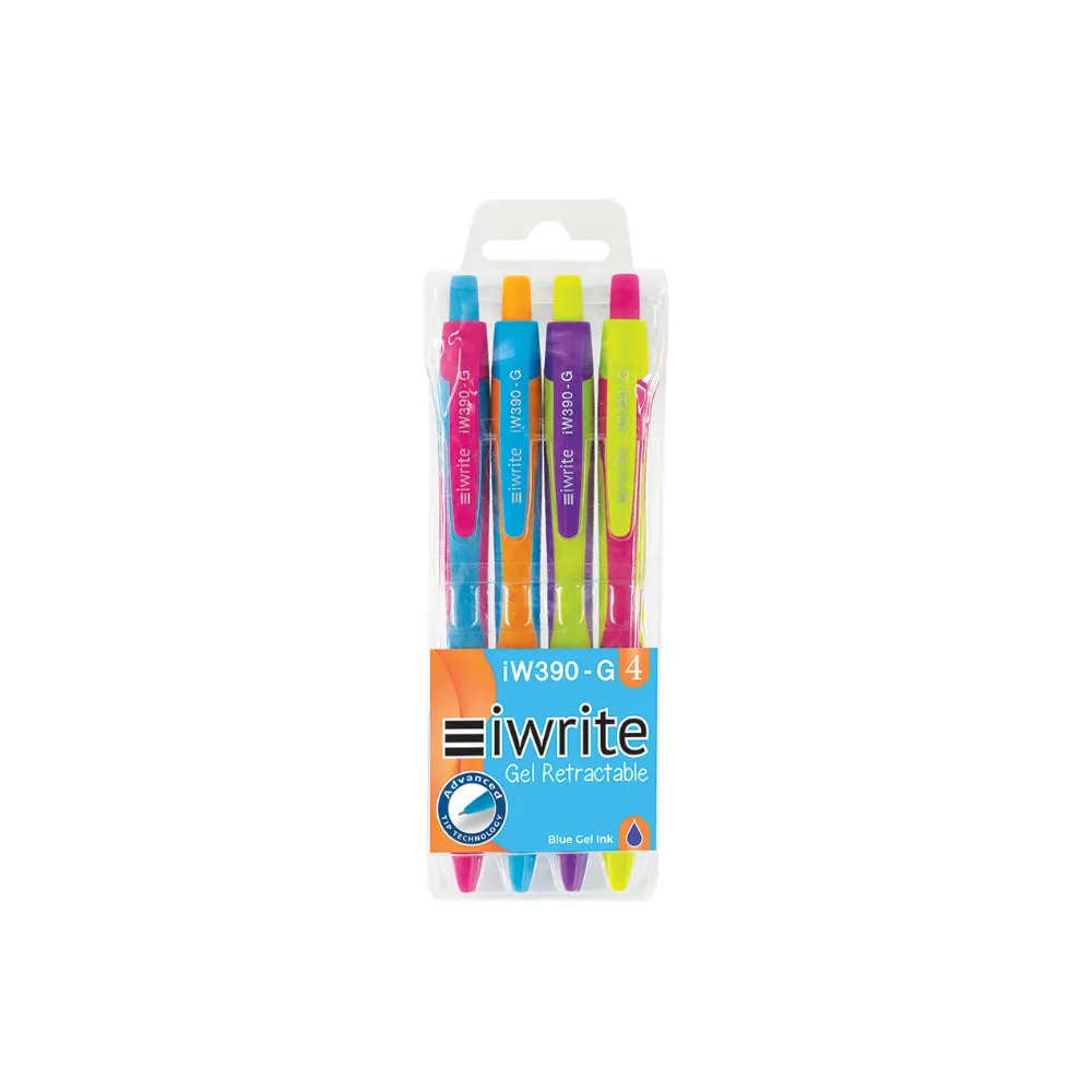 Pen Gel Colourful Retractable 4`s - Iwrite 