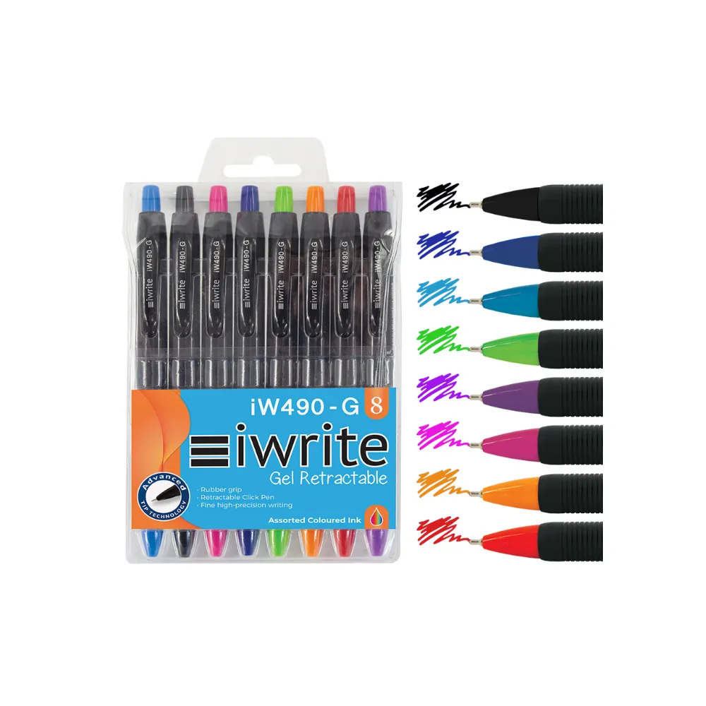 Pen Retractable Gel Wallet 8`s IW490 - Iwrite 