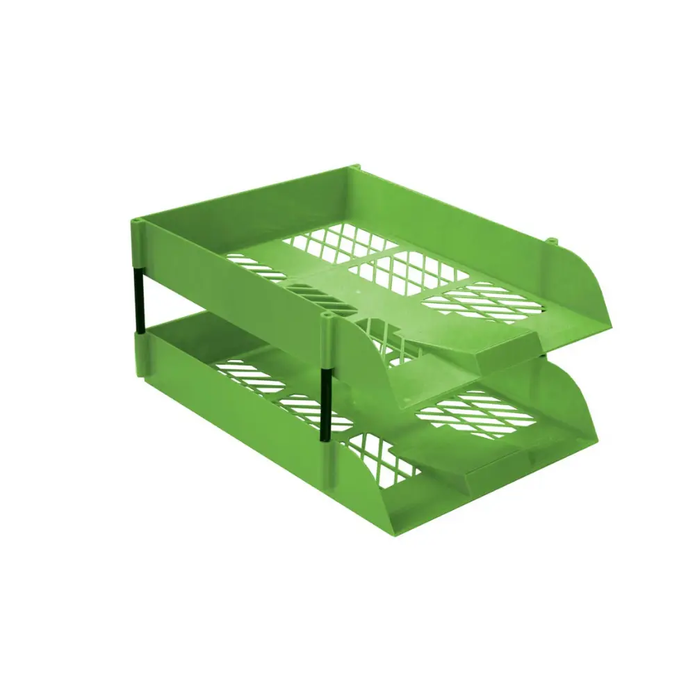 [6009548813688] Desk Letter Trays Treeline Lime Green (2 + riser)