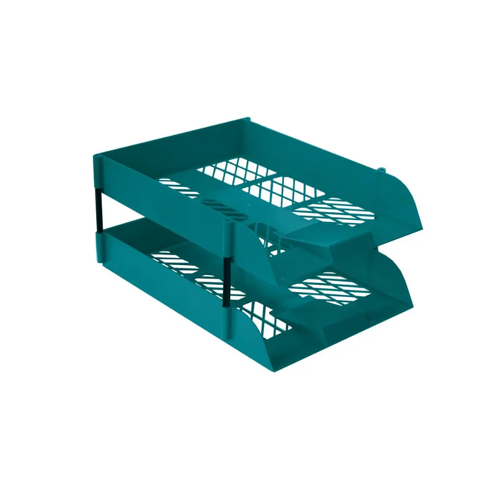 Desk Letter Trays Treeline Azure Blue (2 + riser)