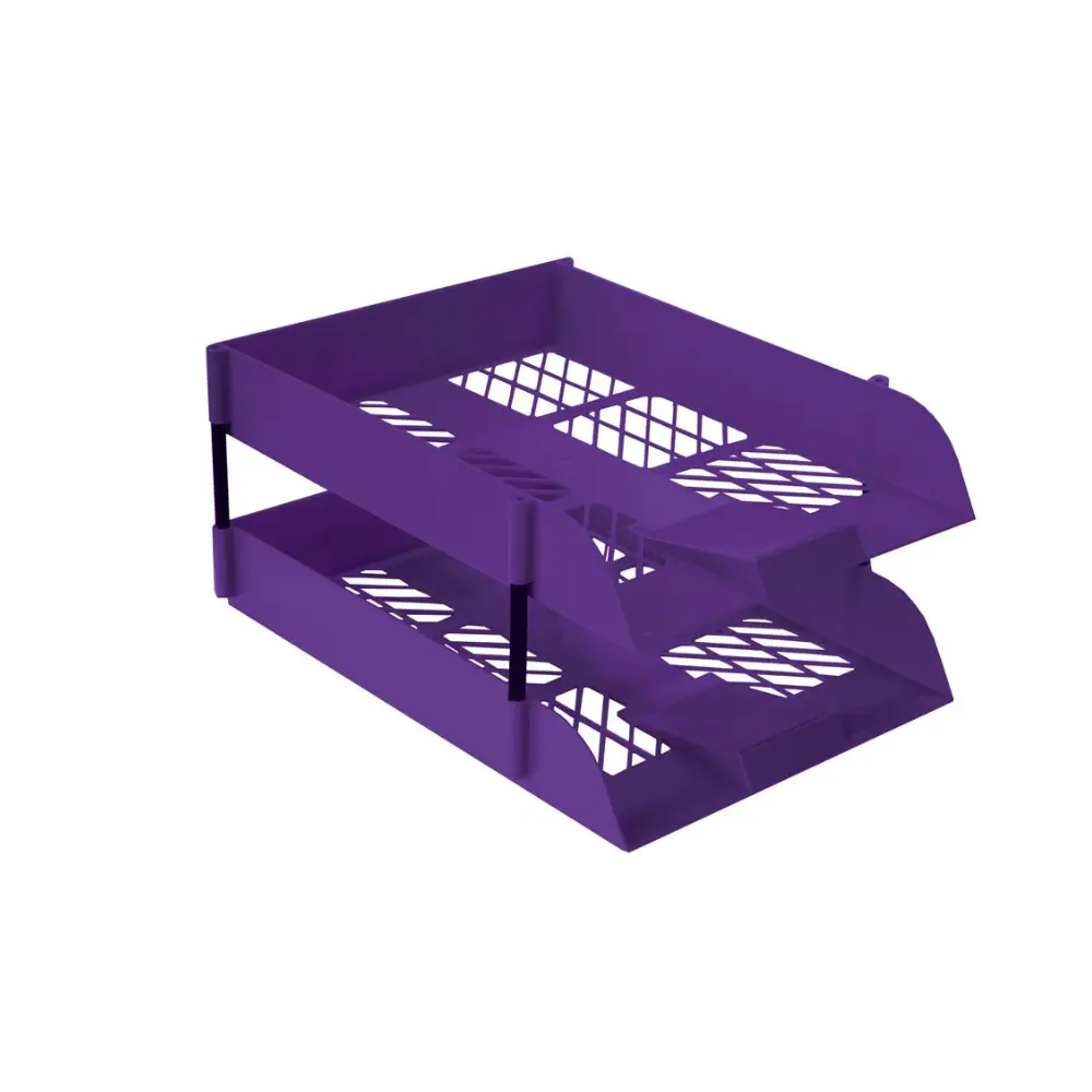 [6009548813770] Desk Letter Trays Treeline Electric Purple (2 + riser)