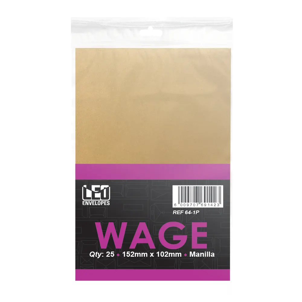 [6009548869128] Envelope Plain Wage 641P 152mm x 102mm Manilla 25`s - Treeline