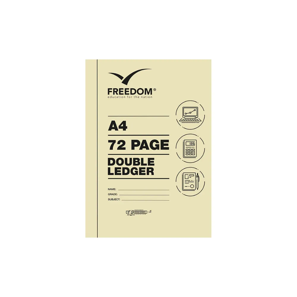 Book A4 Double Ledger 72p - Freedom