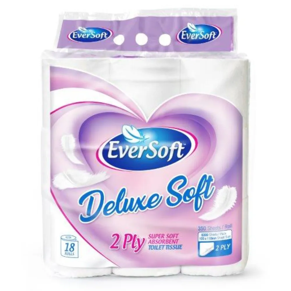 [6009661841483] Eversoft Toilet Paper Deluxe Soft 18`s 350 Sheet - Virgin
