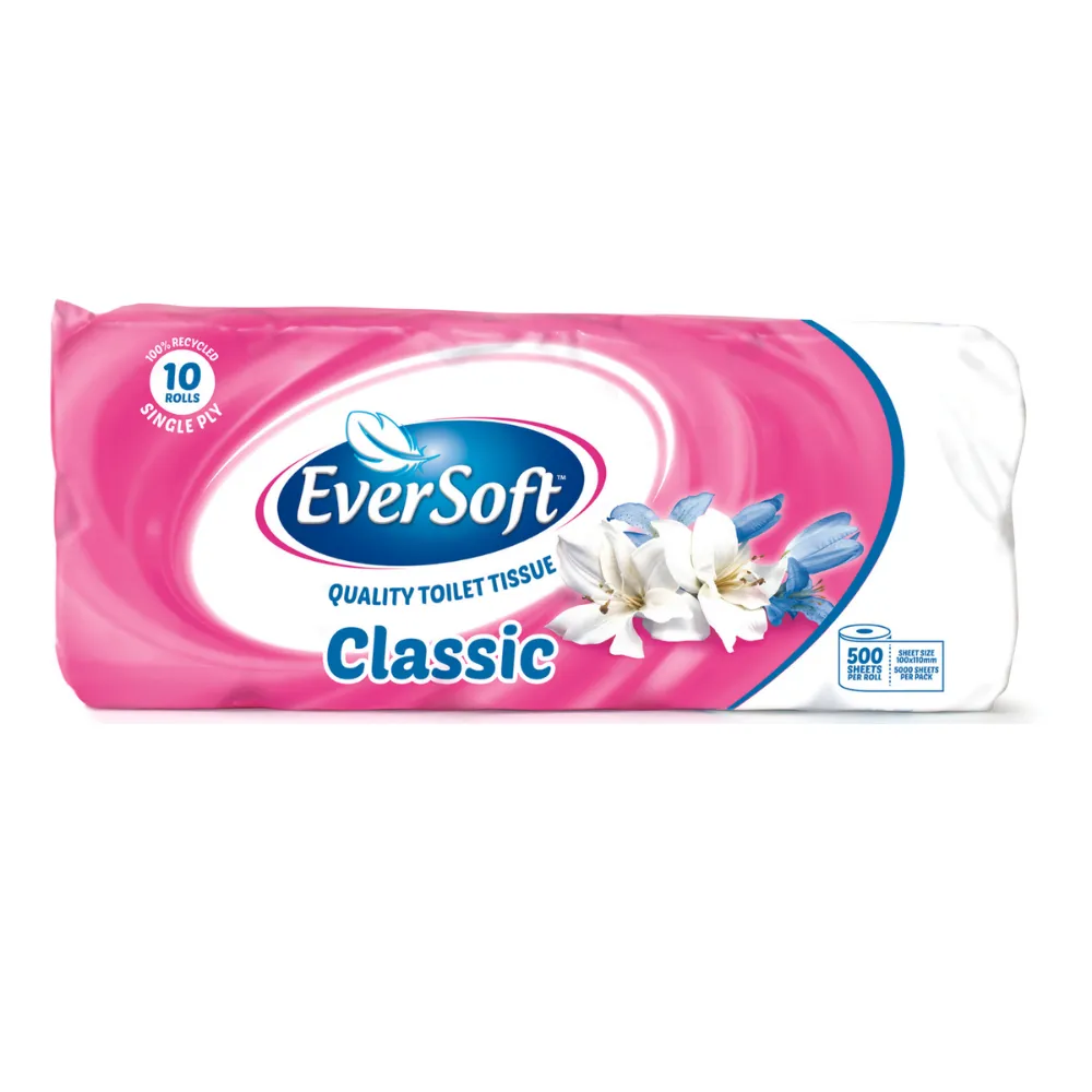 [6009661841827] Eversoft Toilet Paper Classic 10`s 500 Sheet - Recycle 