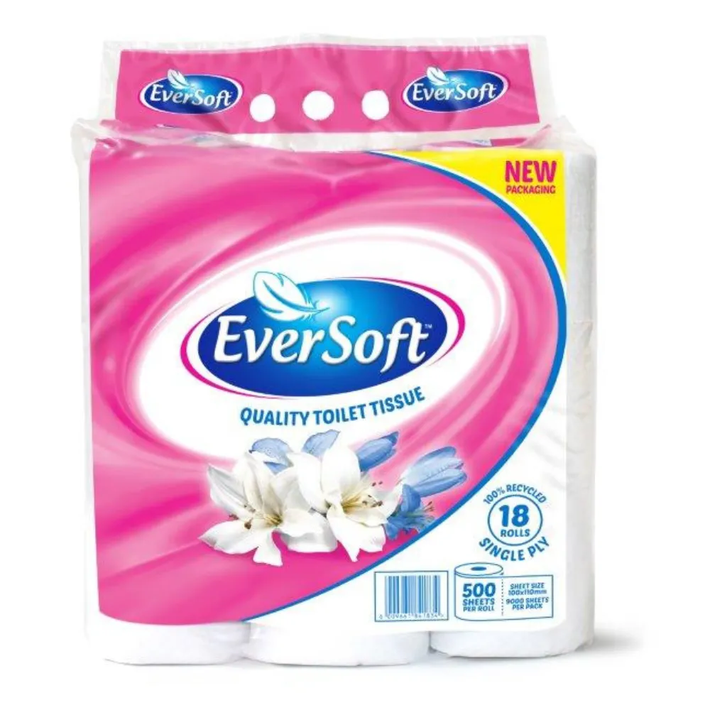[6009661841834] Eversoft Toilet Paper Classic 18`s 500 Sheet - Recycle 