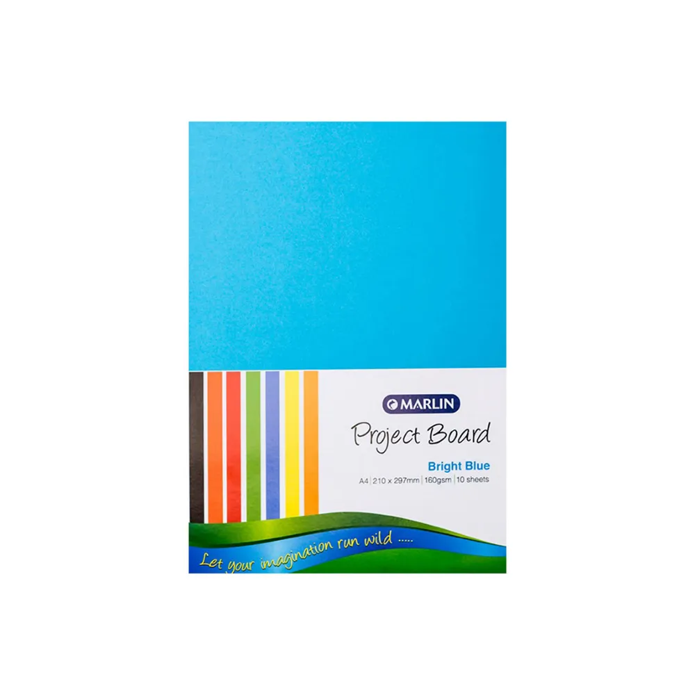 Board A4 160gsm 10`s Bright Blue - Marlin 
