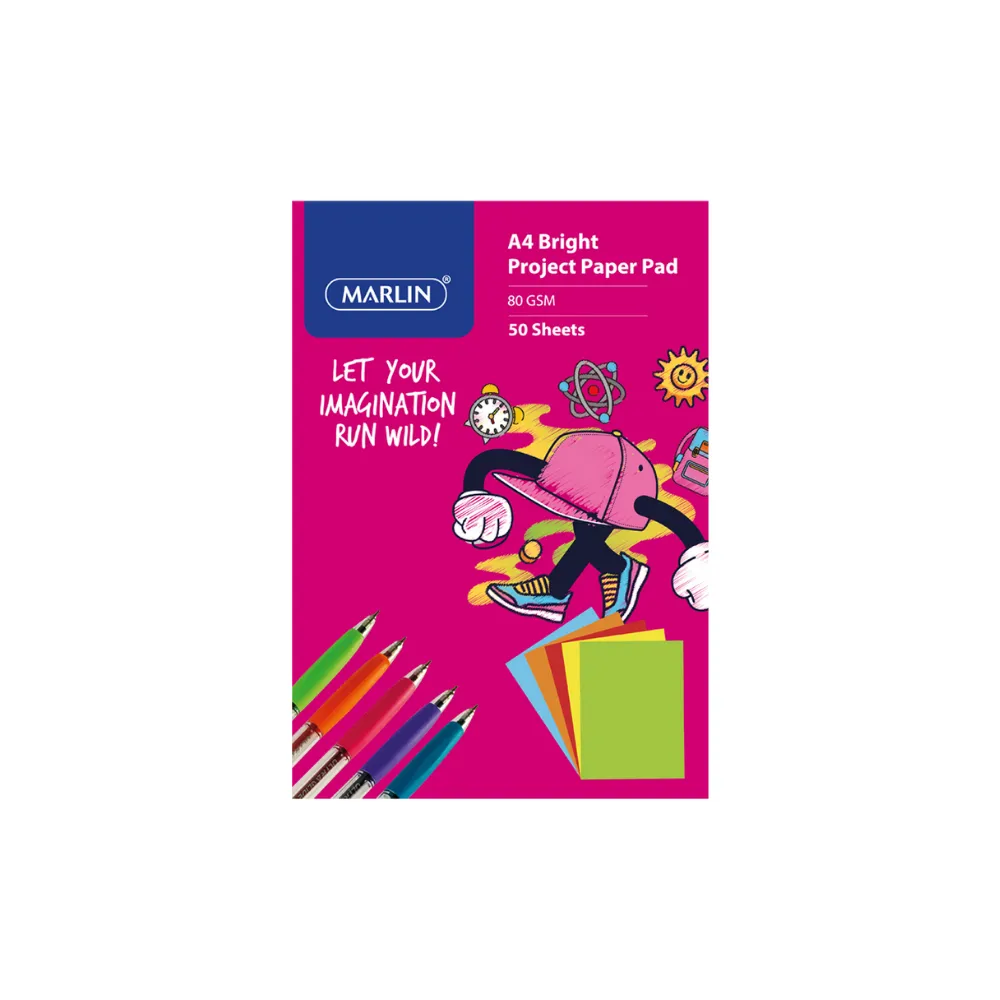 Paper Pad A4 80g 50sht Asst Bright - Marlin